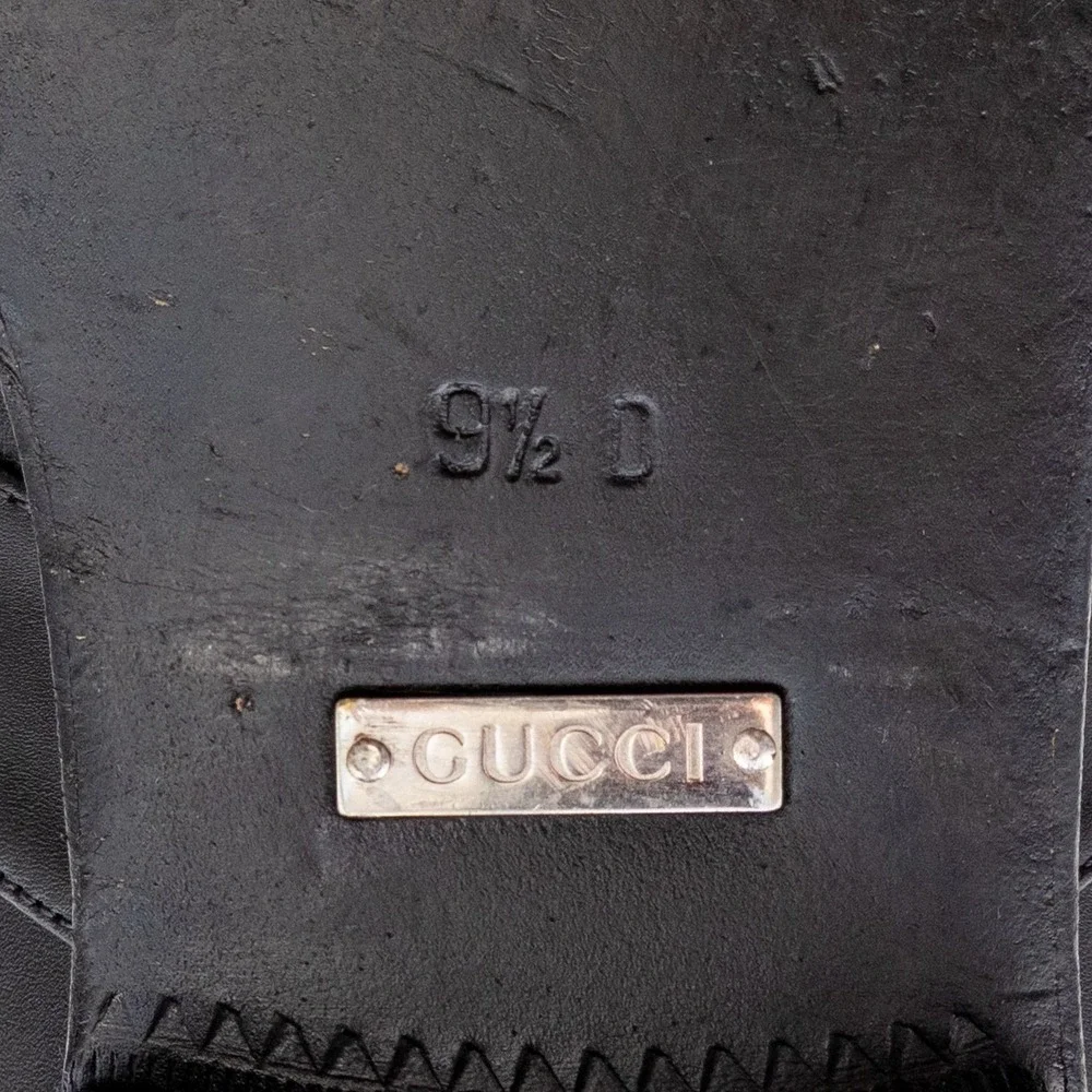 Gucci Broadwick Interlocking GG Logo Dress Loafers Black Men's UK 9.5 D US 10.5
